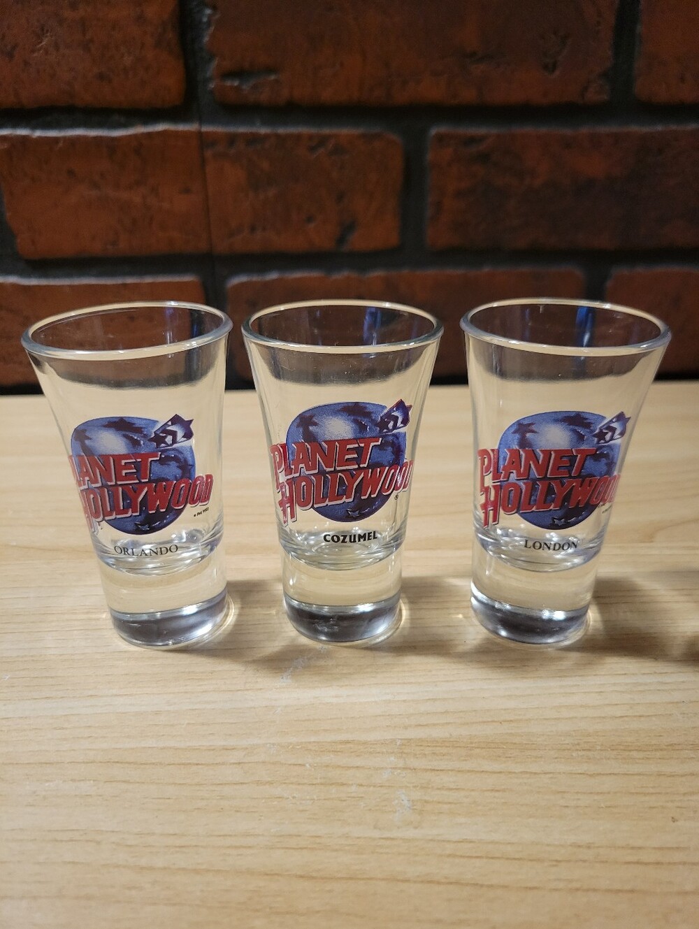 Lot of Three Planet Hollywood Souvenir Shot Glasses Orlando London Cozumel